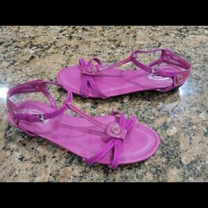 Tod's Italy Pink Fuchsia T Strap Sling Back Sandals Womens Shoes 35.5 5.5 $625